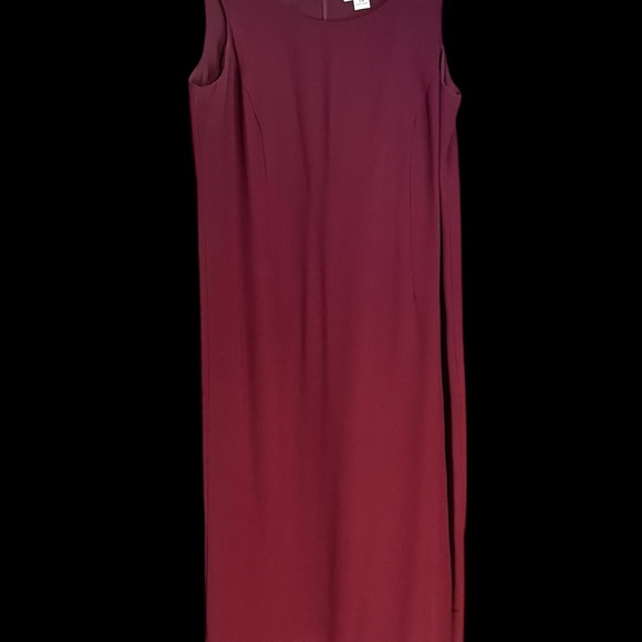 Danny & Nicole 2 pc Sheath Sleeveless Long Sheer Dress Burgundy Beaded Zip 16 - Picture 3 of 12